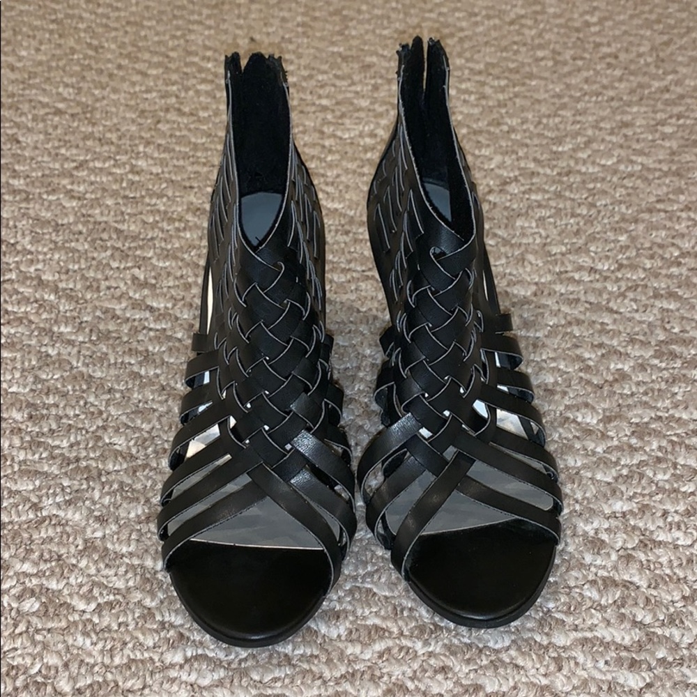 Black Open Toe Wedges